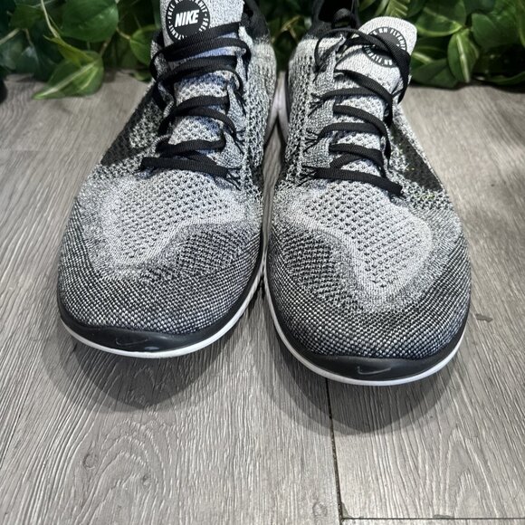 Nike Free RN Flyknit 2018 Men's Size 14 Running Shoes Black White Oreo - Picture 3 of 10